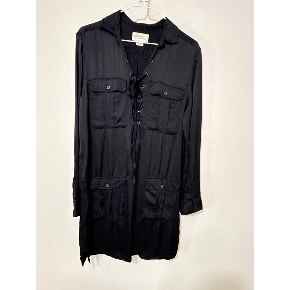 Denim & Supply Ralph Lauren Tunic Dress Womens M Black Lace Up Utility Cargo
